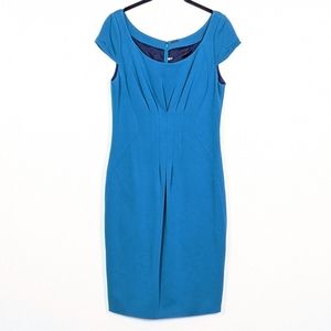 Elie Tahari Teal Cap Sleeve Sheath Dress Size 10